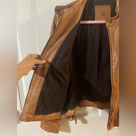 Banana Republic BR Leather Bomber Jacket Brown Size L - Picture 7 of 13